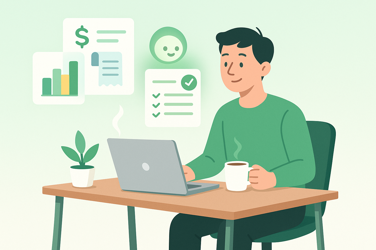 Solopreneur using AI bookkeeping software